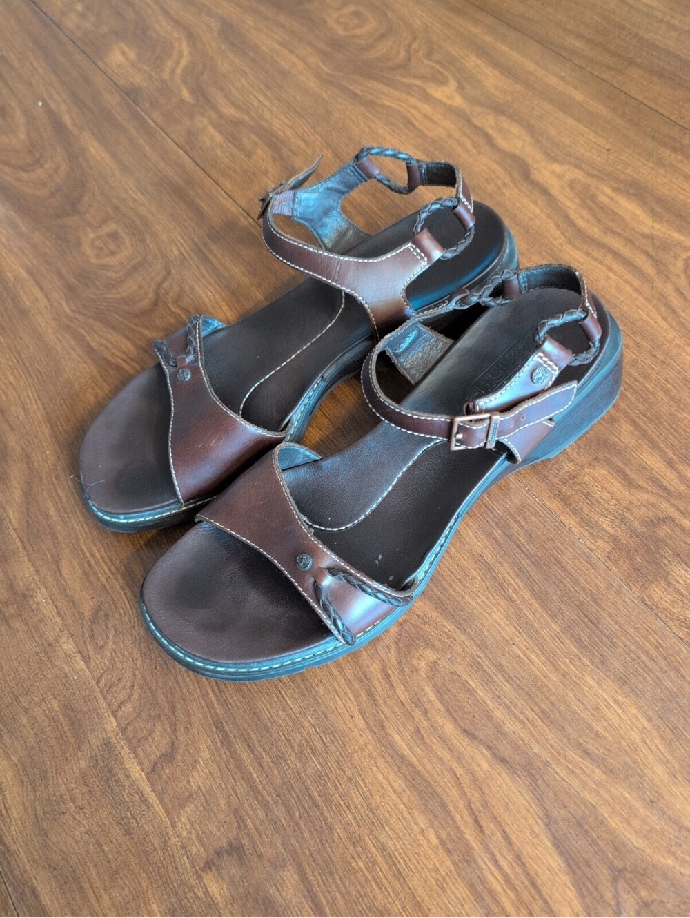 Timberland Women Brown Smart Comfort Leather Sandal Sz 11 Adjustable Travel
